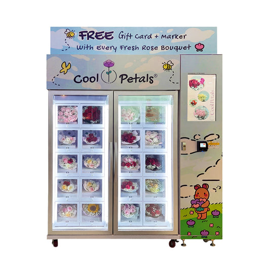 Singapore Airport Grade Smart Flower Vending Machine | Customizable Brand Graphics & LED Backlit Signage