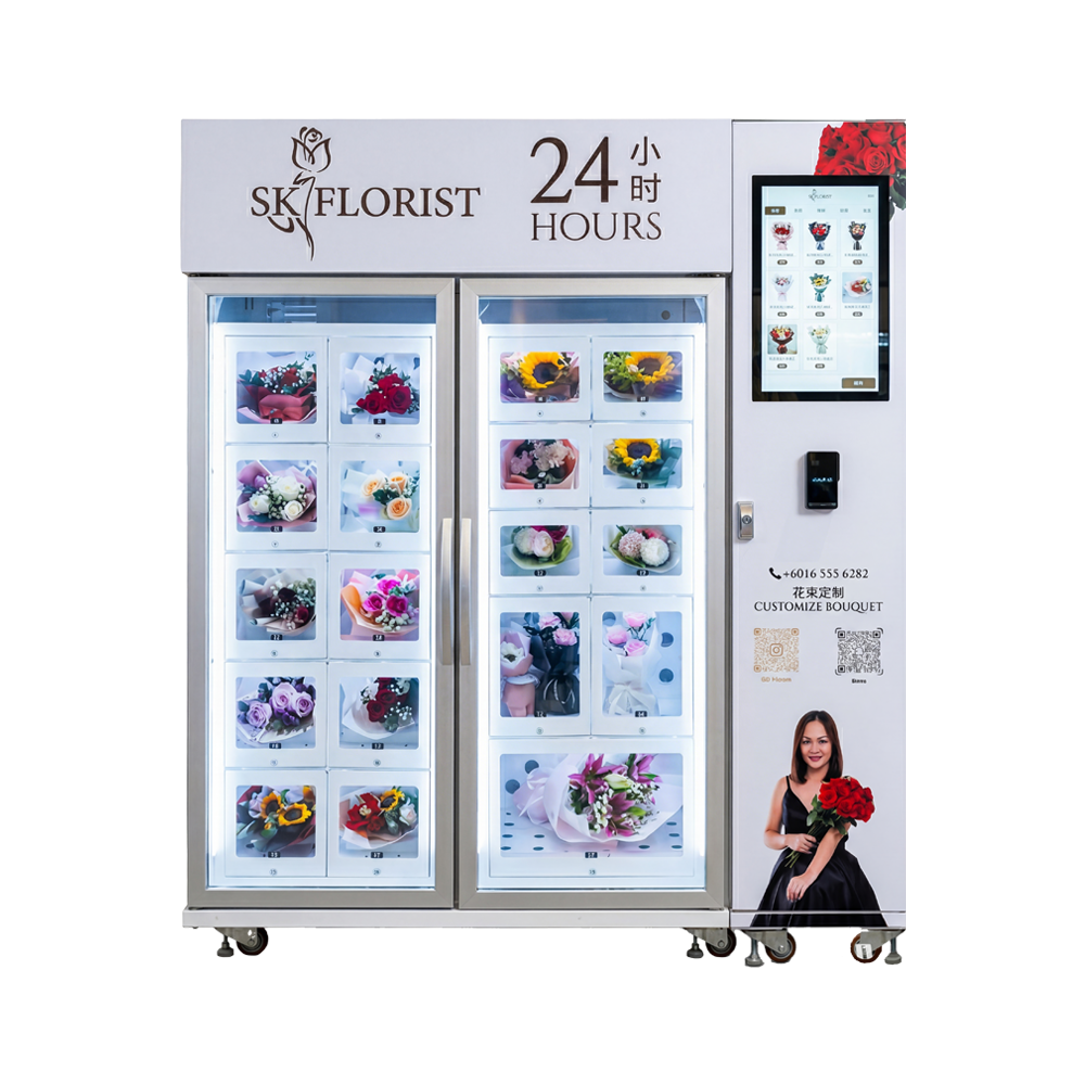 Automated Refrigerated Floral Kiosk for High-Traffic Transport Hubs