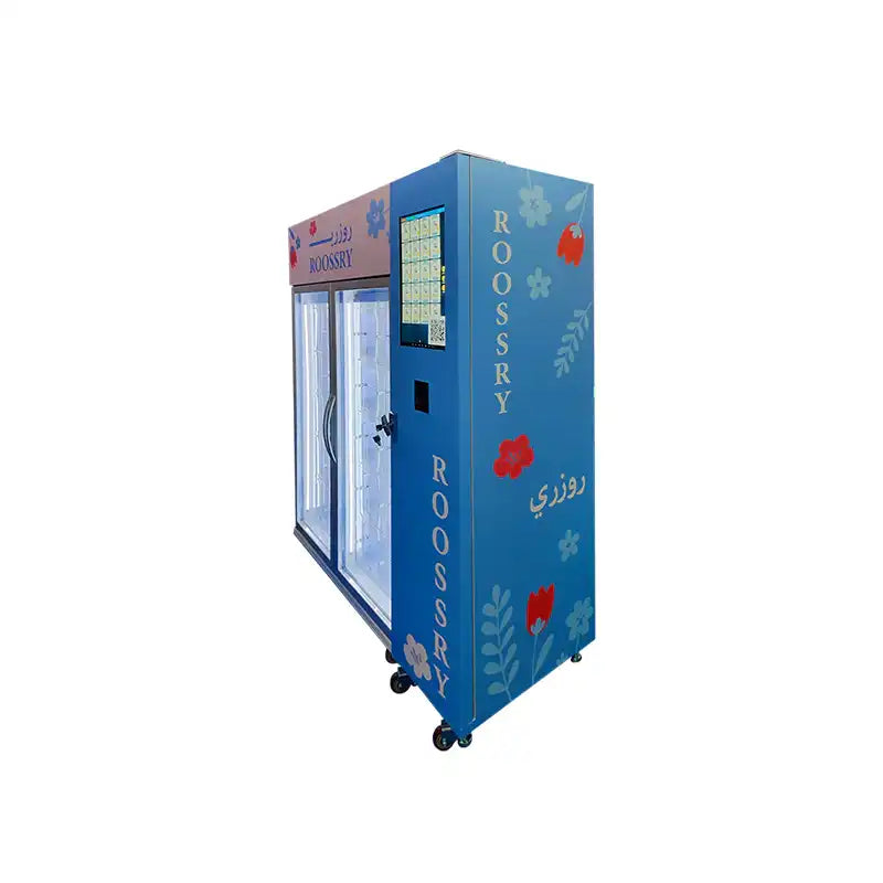 Distributeur automatique de fleurs avec refroidissement de 3 à 20 °C et écran publicitaire de 21,5 pouces