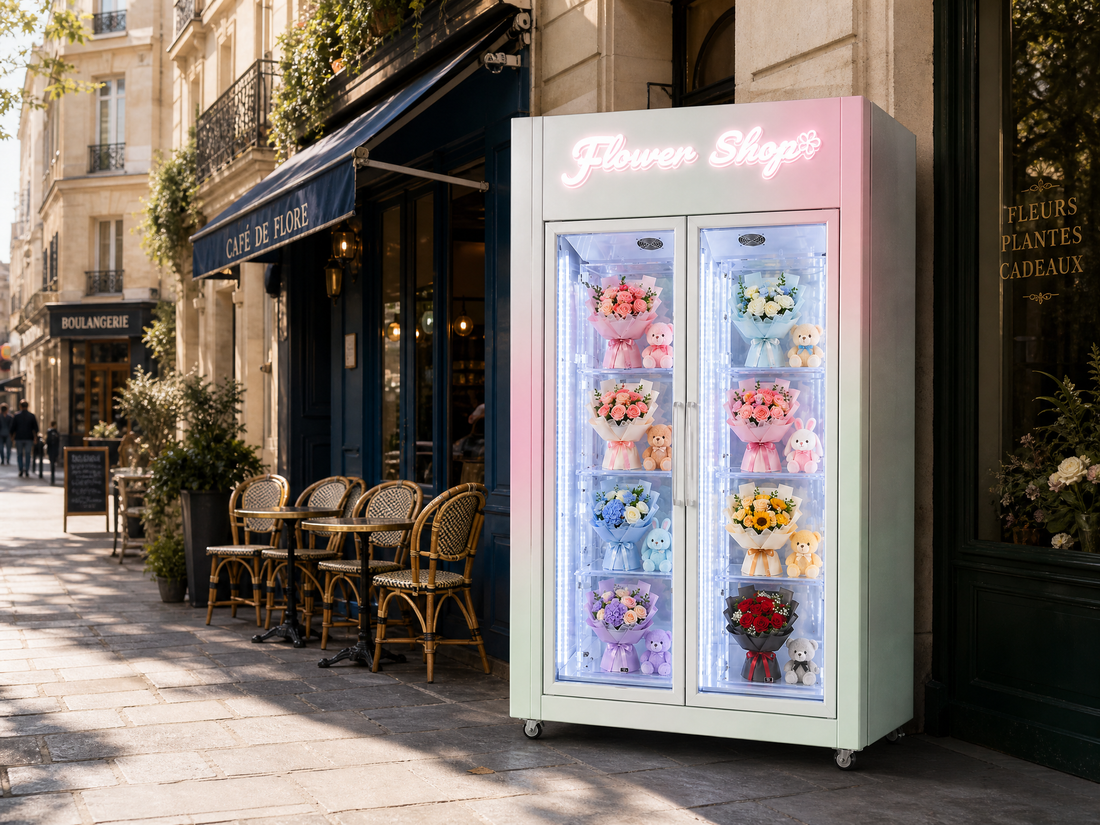 WEIMI smart flower vending machine retail solution 24/7 automated floral kiosk.