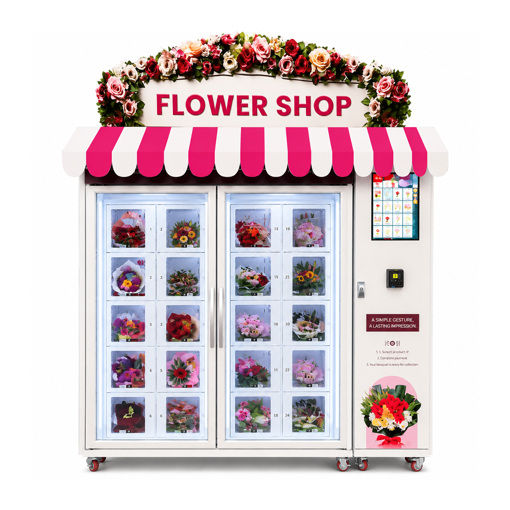 WEIMI Flower Shop Locker Vending Machine with Striped Awning