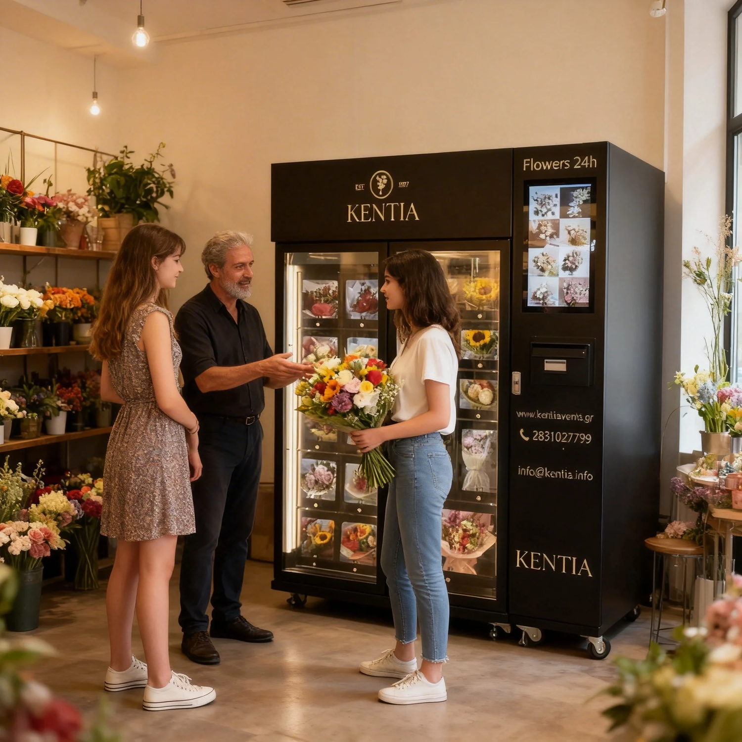 Flowers lockers vending machine prepared for Valentine's Day peak demand with dynamic pricing
