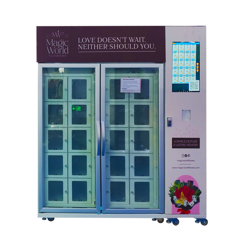Fresh flower Cooling locker vending machine with refrigerated mode (3~20℃ adjustable) with 21.5-inch screen for advertising