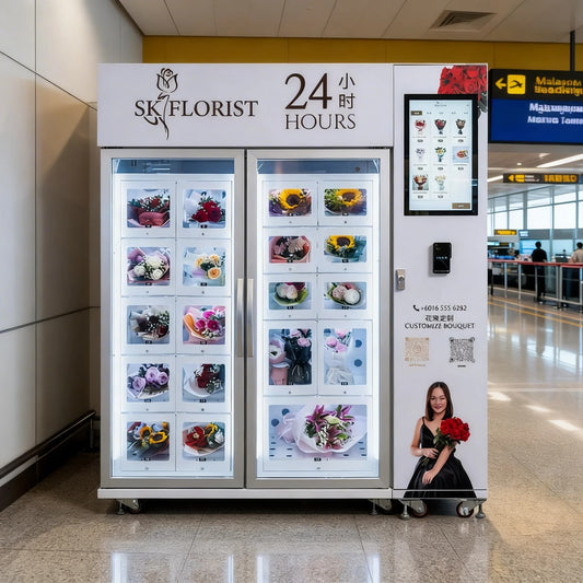 Automated Refrigerated Floral Kiosk for High-Traffic Transport Hubs