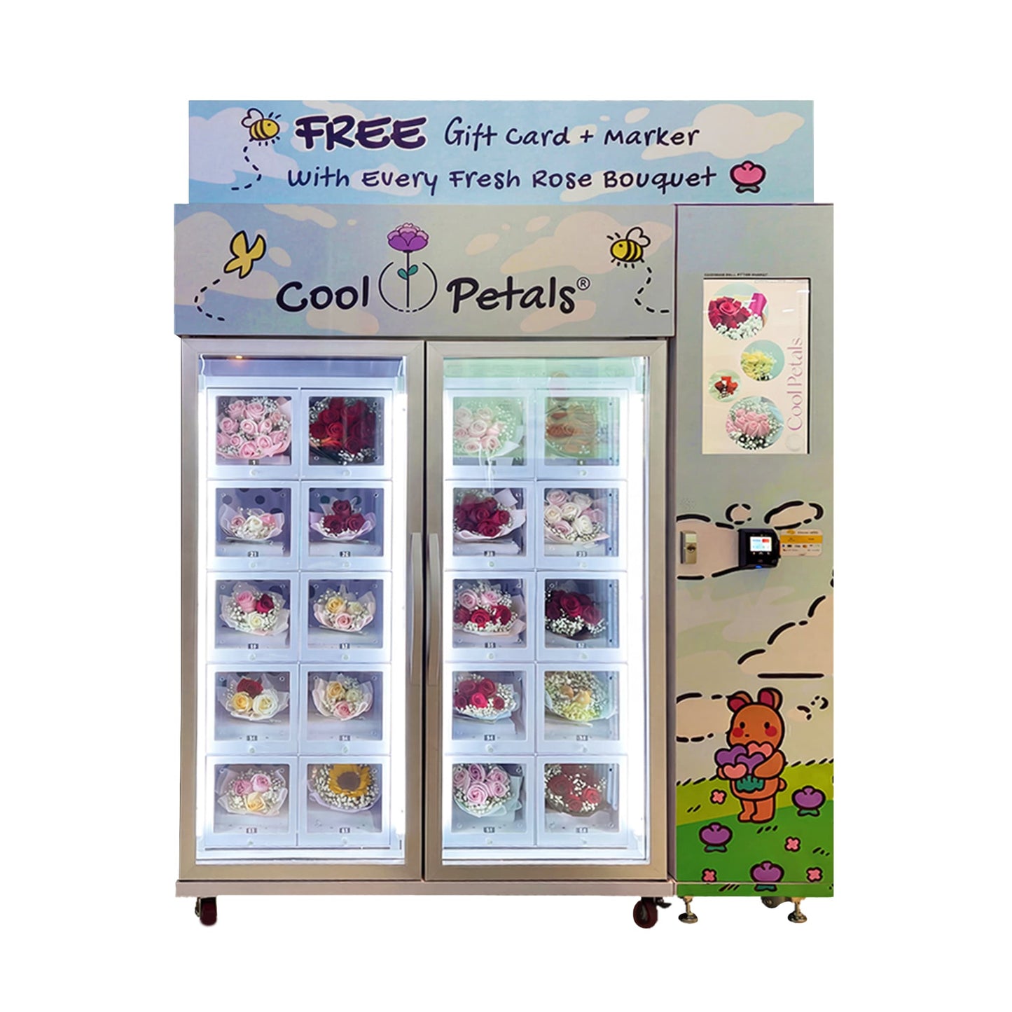 Singapore Airport Grade Smart Flower Vending Machine | Customizable Brand Graphics & LED Backlit Signage
