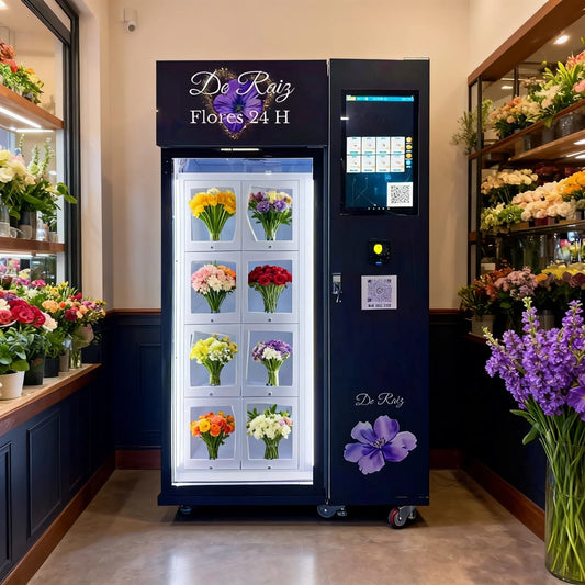 Space-Saving In-Store Floral Cooler Kiosk | Automated 24/7 Fresh Bouquet Dispenser for Small Businesses