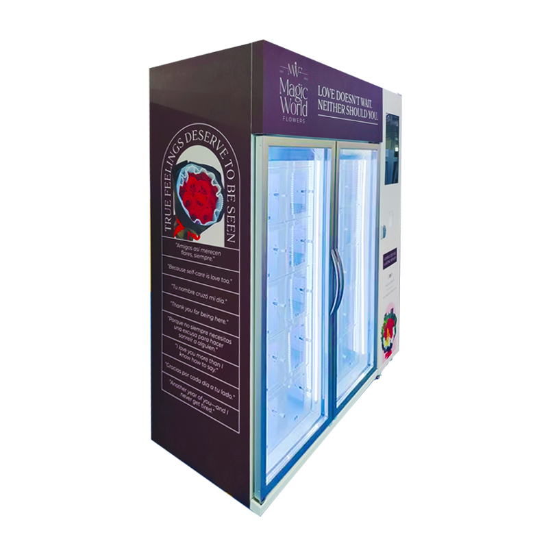 Fresh flower Cooling locker vending machine with refrigerated mode (3~20℃ adjustable) with 21.5-inch screen for advertising