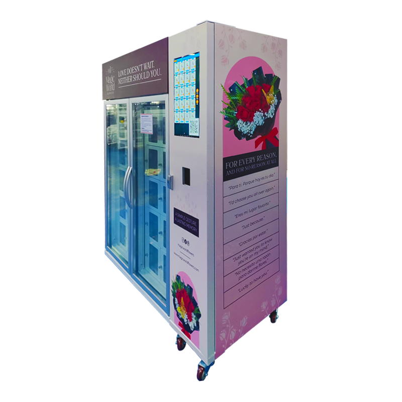 Fresh flower Cooling locker vending machine with refrigerated mode (3~20℃ adjustable) with 21.5-inch screen for advertising