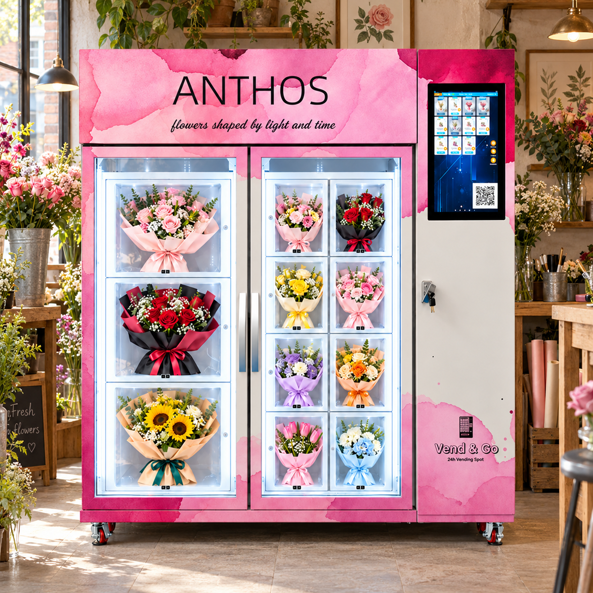WEIMI 11-Compartment Flower Vending Machine with Mixed-Size Lockers