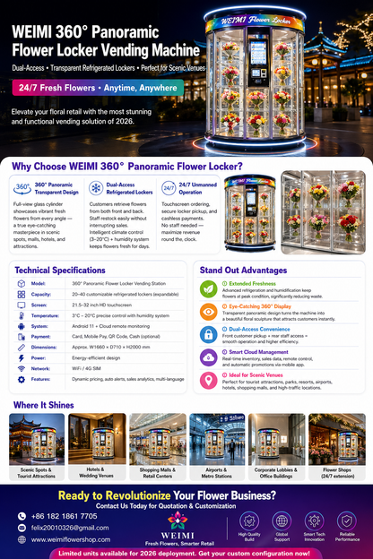 Fashionable Flower Vending Machine with R290 Gas & 32” Touch Display