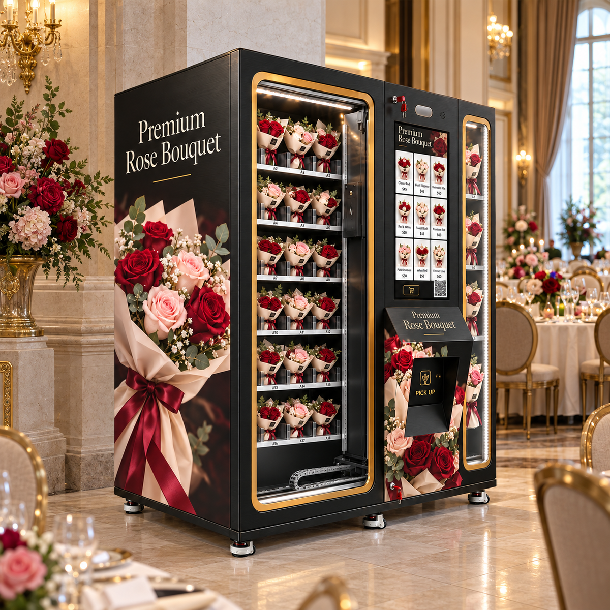 WEIMI Rose Bouquet Vending Machine with Refrigerated Display Lockers