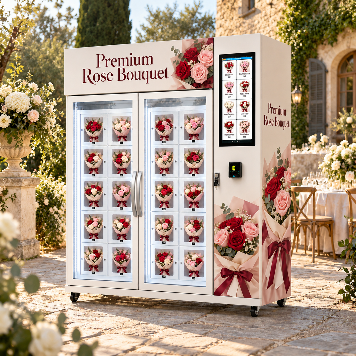 WEIMI Rosarium Duo - Premium Rose Bouquet Vending Cabinet
