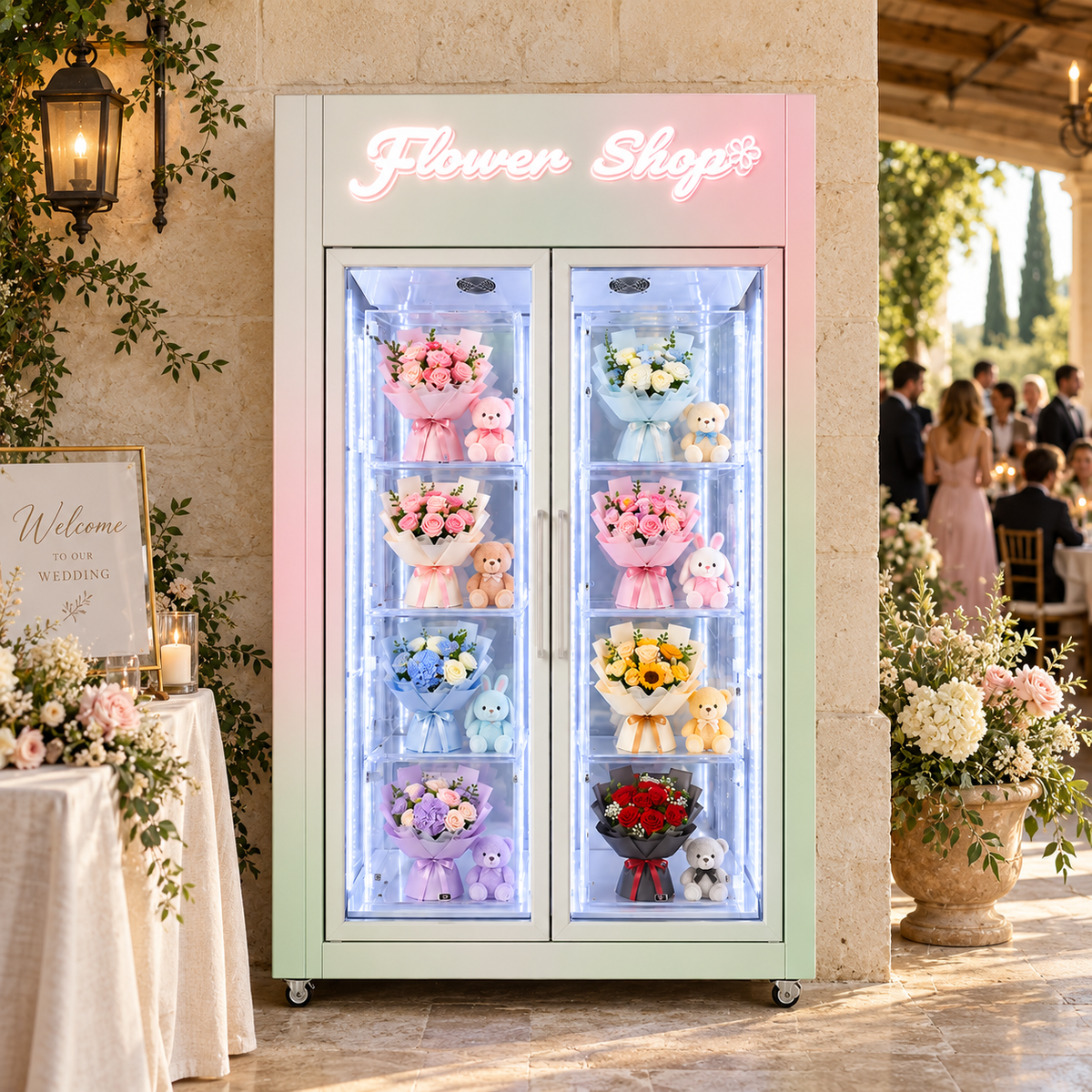 WEIMI Crystal-View Compact Flower Vending Machine with Front & Rear Door Access