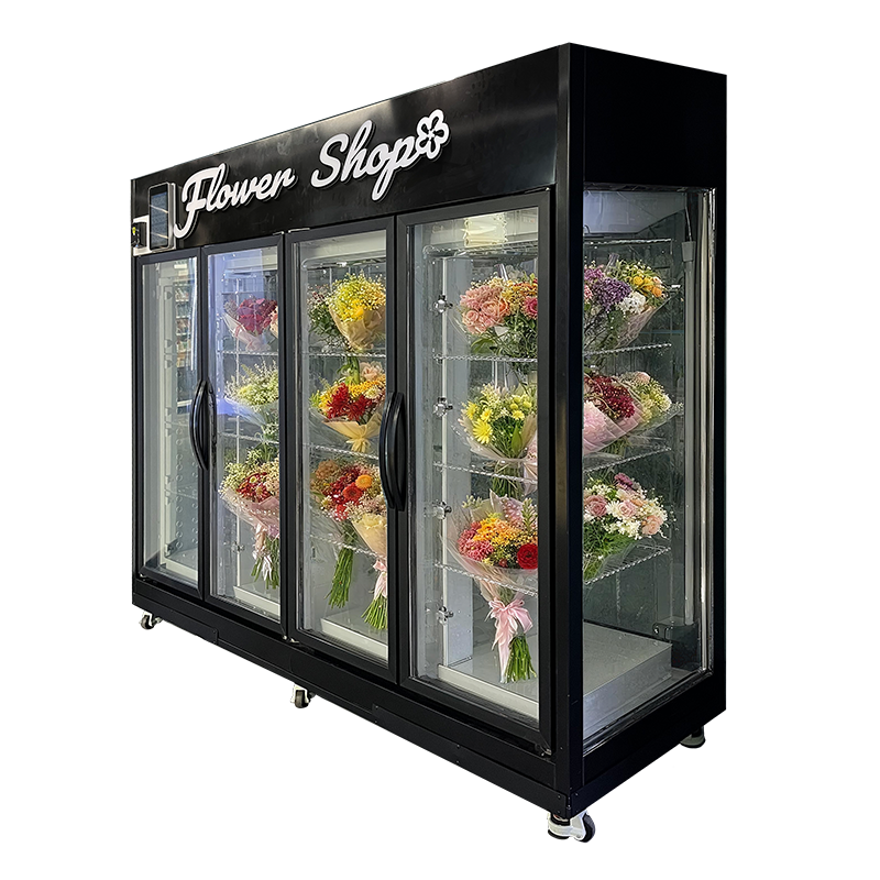 Large Capacity Transparent Flower Vending Machine With Low Energy Consumption Refrigeration System And Support For Two-Side Door Opening