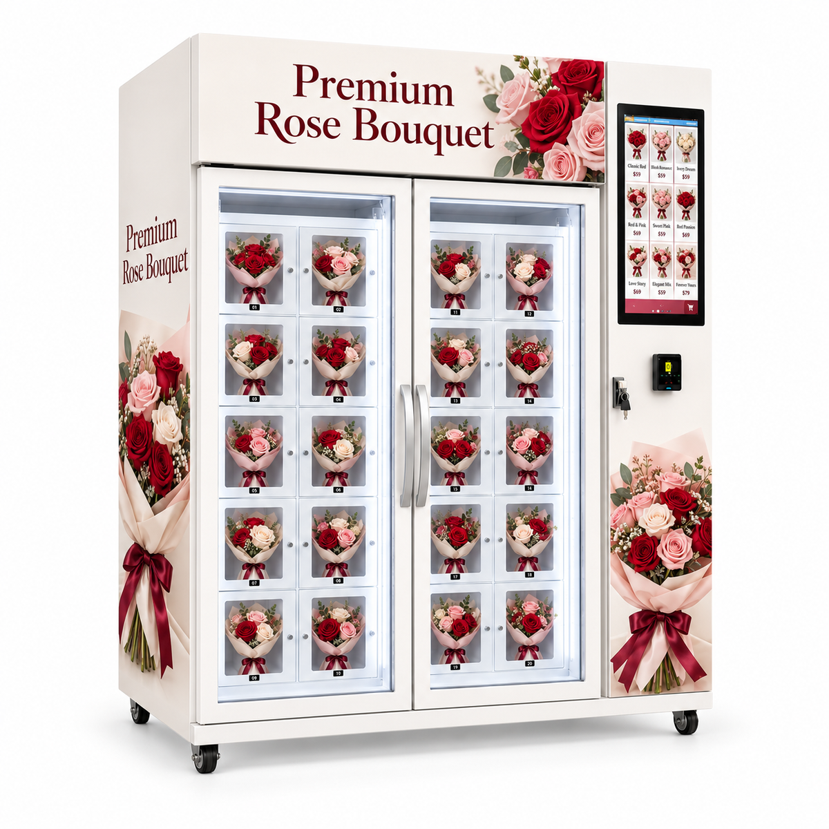 WEIMI Rosarium Duo - Premium Rose Bouquet Vending Cabinet