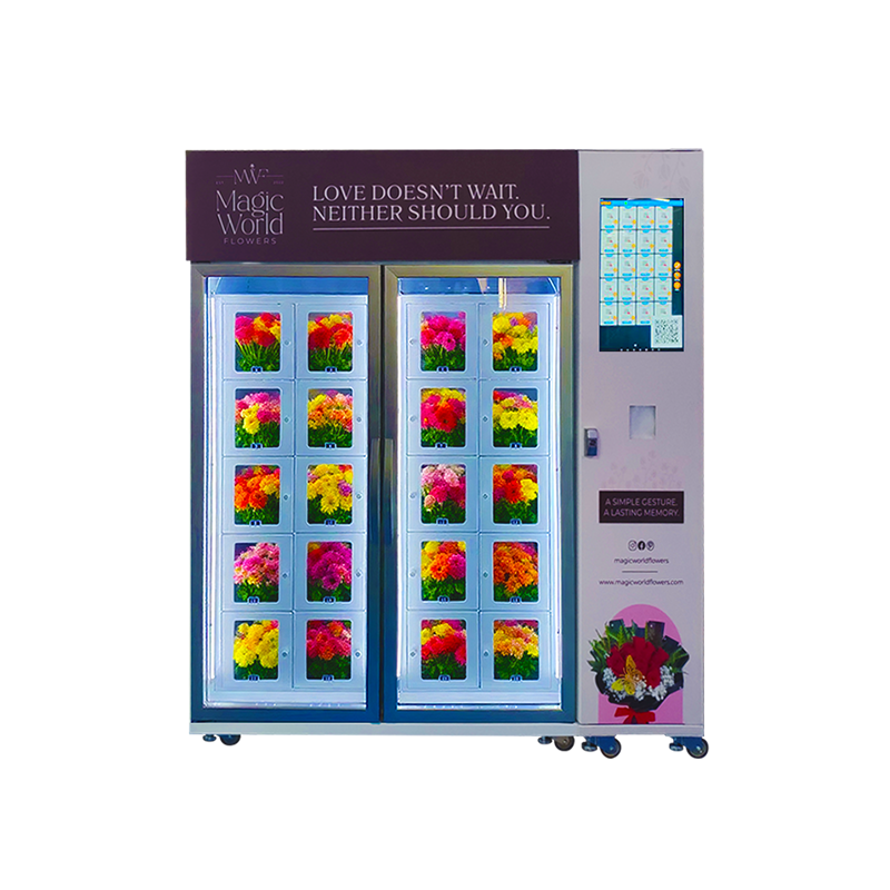 Fresh flower Cooling locker vending machine with refrigerated mode (3~20℃ adjustable) with 21.5-inch screen for advertising