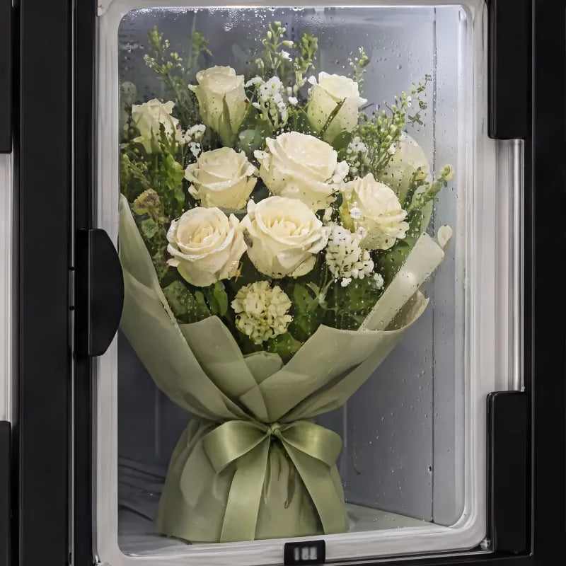 WEIMI flower vending machine refrigerated display and customer interface detail