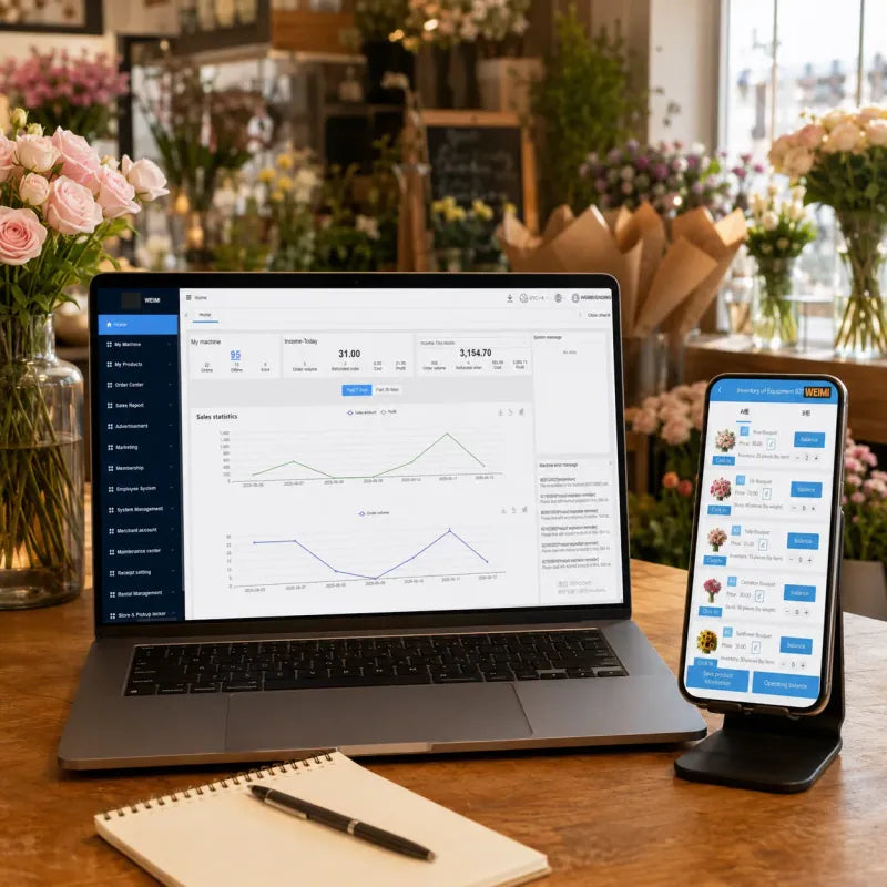 WEIMI cloud management interface for vending sales, inventory and device monitoring